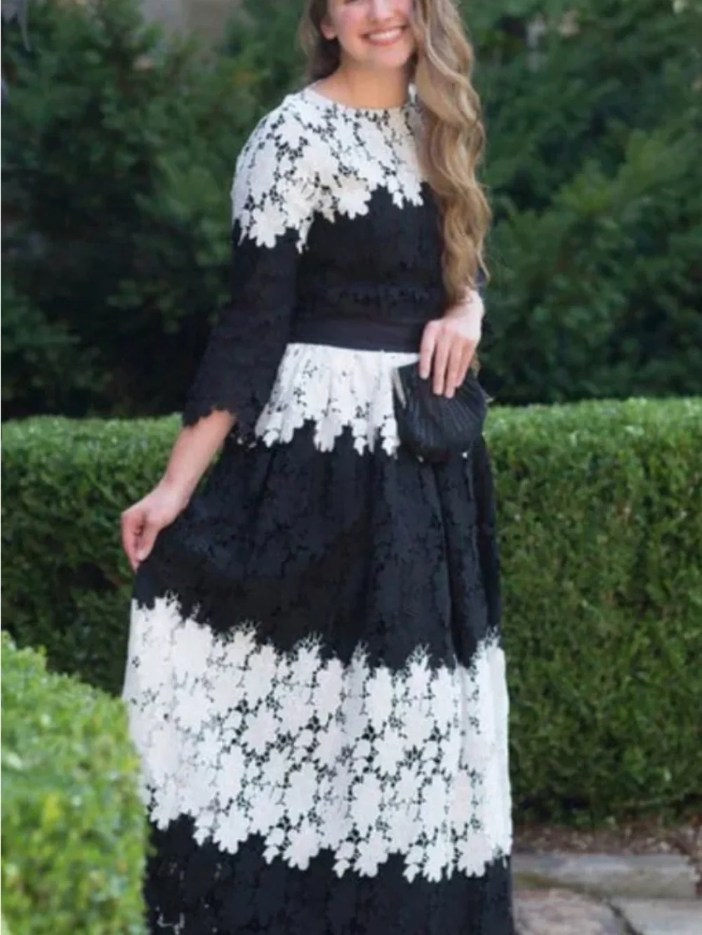 Black and White Lace Maxi Dress - Dainty Jewells - Picture 1 of 1